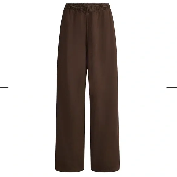 SKIMS Boyfriend Fleece Oversized Straight Leg Pant Espresso NWT - Picture 3 of 3